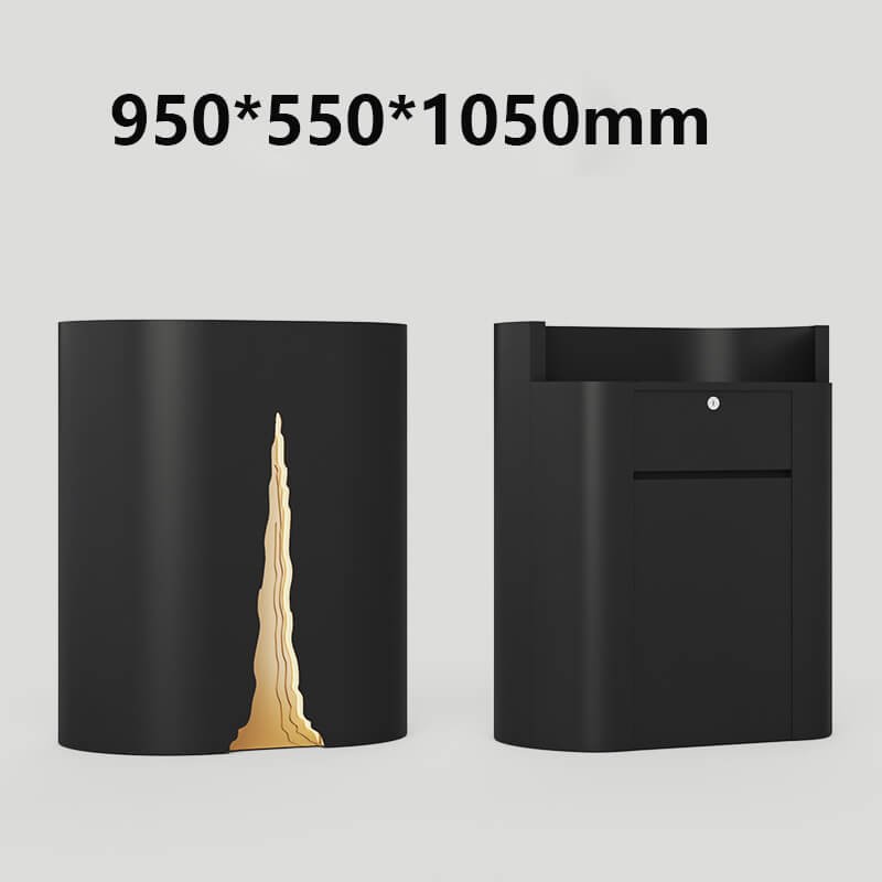Black Reception Desk with Minimalist LED Design