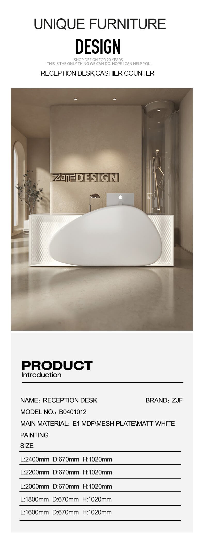 2M Cobble Salons White Reception Desk 1 Luxury Office Reception Desk