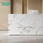U shaped white marble desk privacy panel