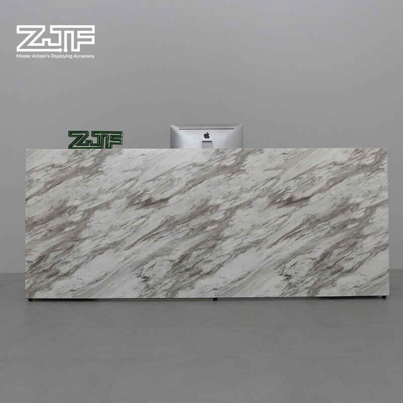 Marble Reception Counter for Office Spaces Hotel Dark Marble U Shaped Restaurant Reception Desk