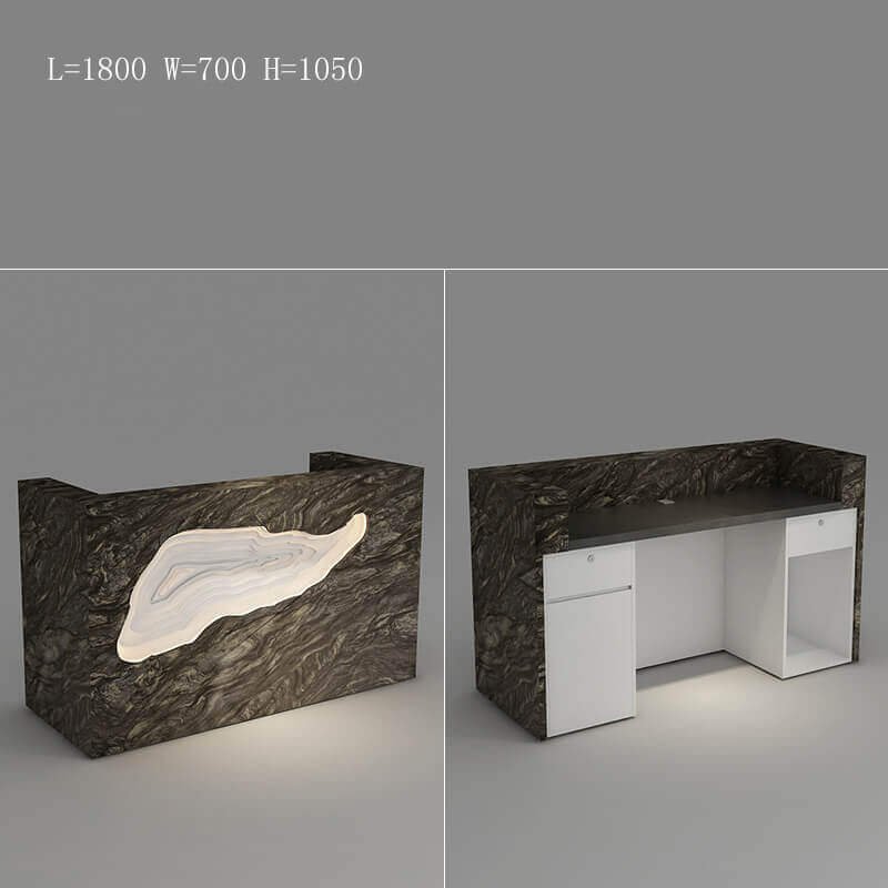 Reception Table with Black Marble-Look and LED