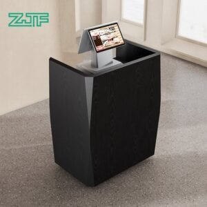 Movable Black Portable Reception Desk with Wheels