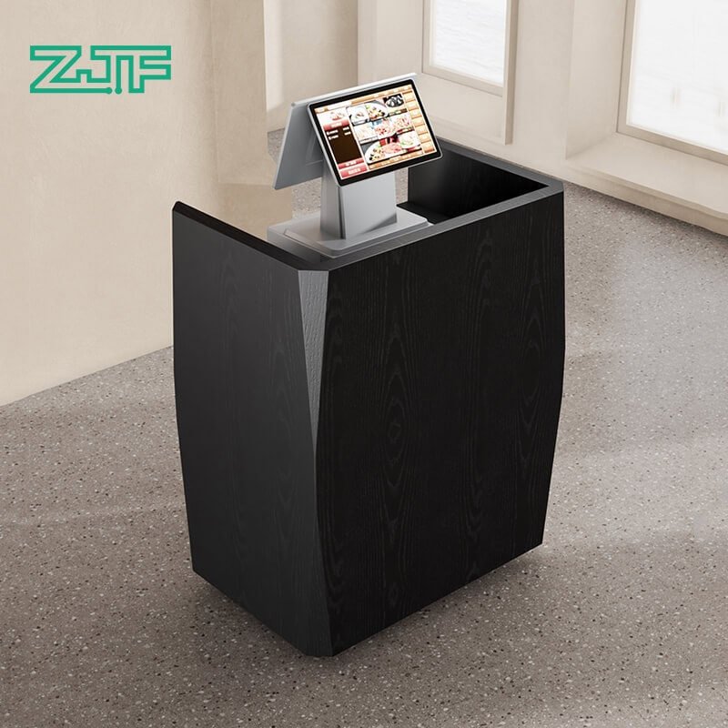 Mobile Black Reception Desk with Lockable Drawers Movable Black Portable Reception Desk with Wheels