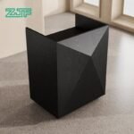 Lightweight black reception desk with wheels for flexibility