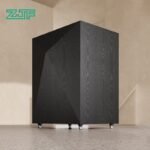 Diamond black reception desk with wheels for easy mobility
