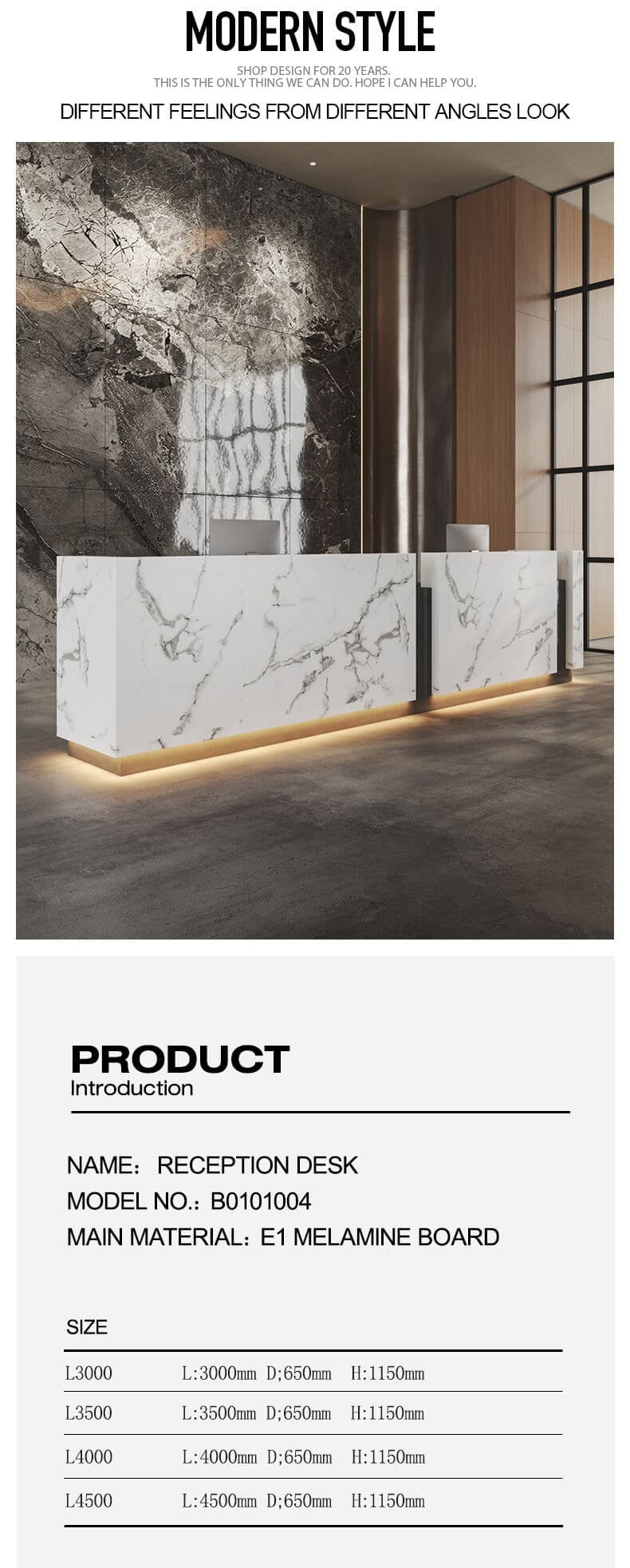 Luxurious LED Italy Marble Reception Front Desk 2 Modern White Marble Reception Desk with LED Lighting