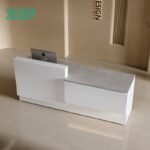 White custom reception desk high low ADA