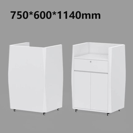 Small white reception desk lightweight and easy mobility