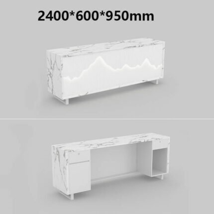 White Marble Reception Counter for Large Offices
