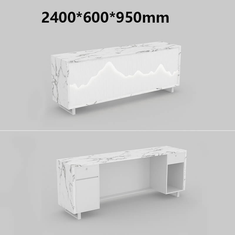 White Marble Reception Counter for Large Offices