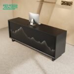 Modern Black Reception Table with LED Lighting