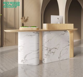 Eros Carrara White Marble Office Reception Table