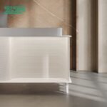 Modern I-shaped counter with white metal design