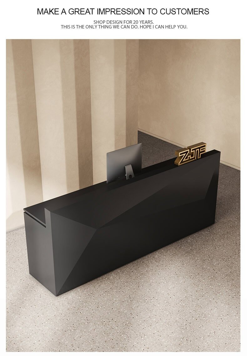 Fashion Hair Salon Diamond Black Front Desk 4 Pure Black Diamond Desk for Boutique Salon