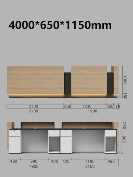 Ultra Large Wood Reception Table for Office Entrances