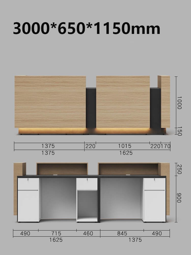 Large Reception Counter with Wood and LED Lighting