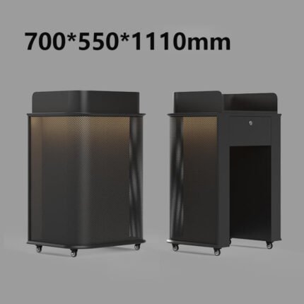 White Metal Reception Desk with Casters for Offices