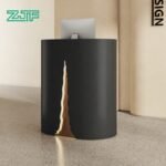 Curved Reception Desk with Integrated LED Lights