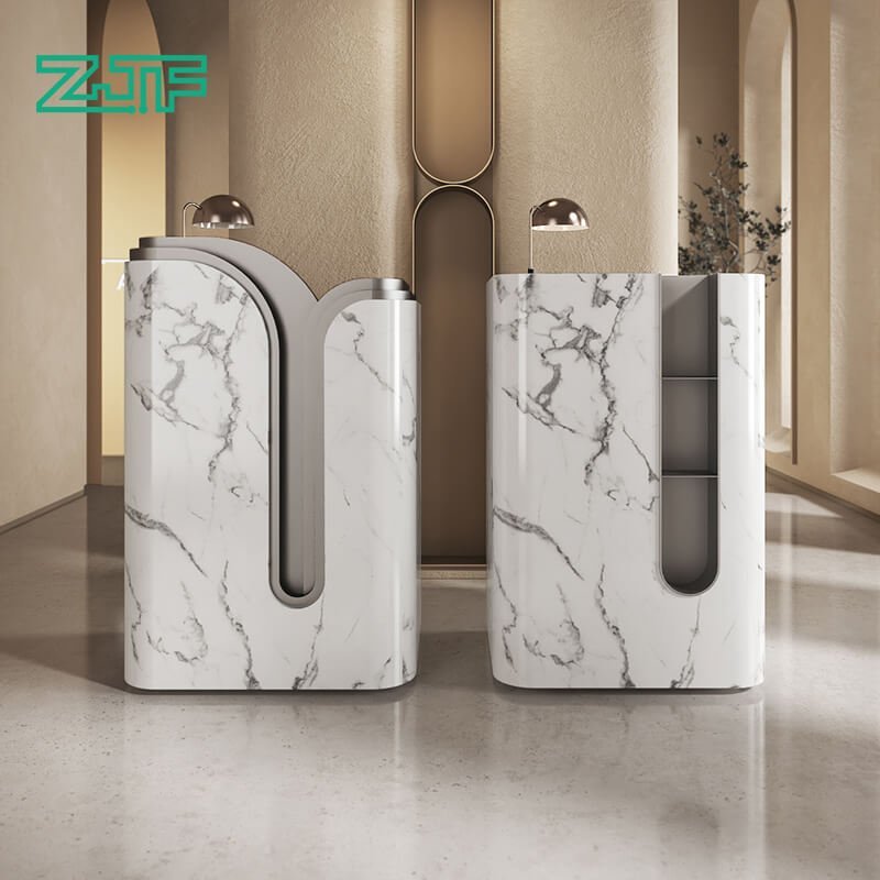 Rustic Reception Desk for Modern Spaces Small Marble Salons I Shaped Reception Desk