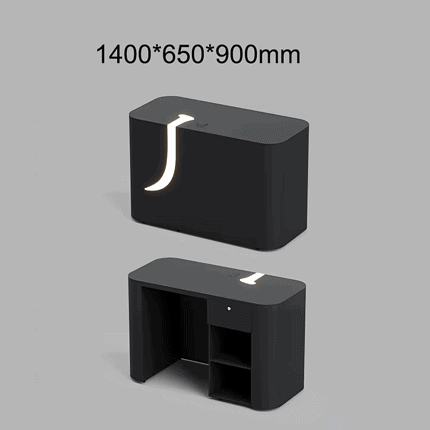 Black Reception Desk with LED Lighting for Salons