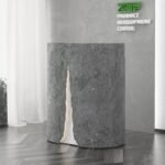 Curved Marble Reception Desk with LED Lighting