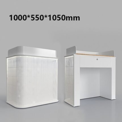 White Metal Reception Desk with LED Lights for Offices