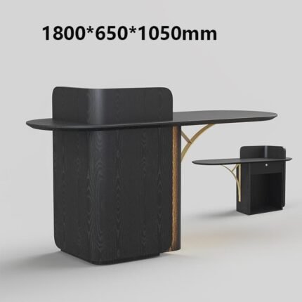 Black Reception Counter for Beauty Salons with LED Lights