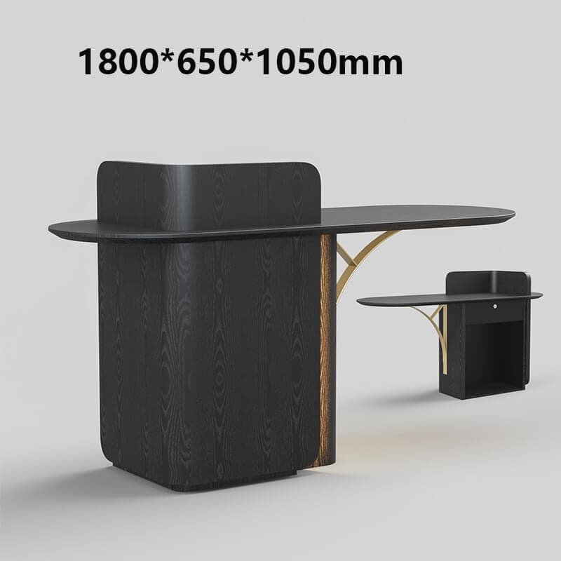 Black Reception Counter for Beauty Salons with LED Lights