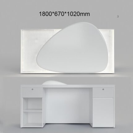 White Reception Desk with Cobble Design and Mesh for Hotel Lobbies