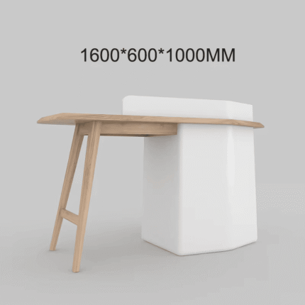 Small white wood desk with gold L-shaped frame