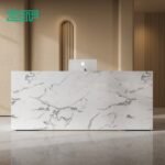 White marble desk with U privacy panel for salons