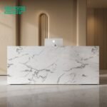 White marble desk with U privacy panel for salons