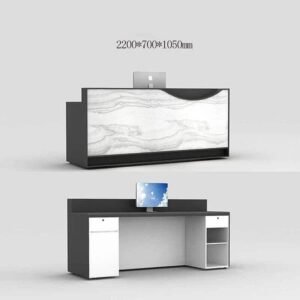 Small Reception Desk with Marble Front and Privacy Panel