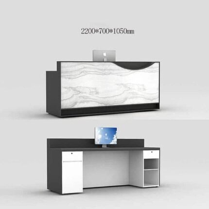 Small Reception Desk with Marble Front and Privacy Panel