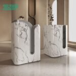 Portable white marble front desk for salons