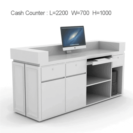 Pure White Reception Counter for Retail Shops