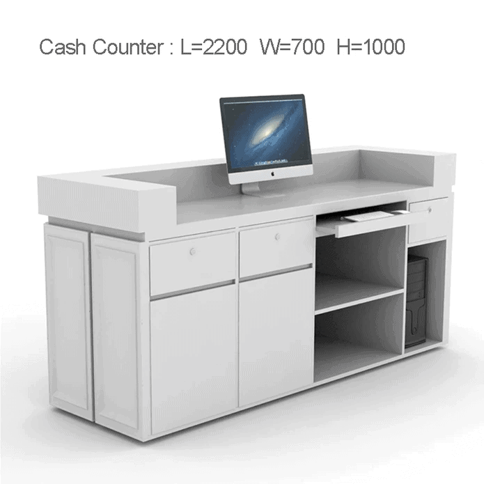 Pure White Reception Counter for Retail Shops