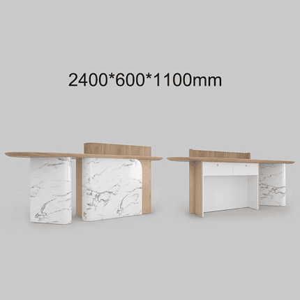 Salon reception desk with LED lighting