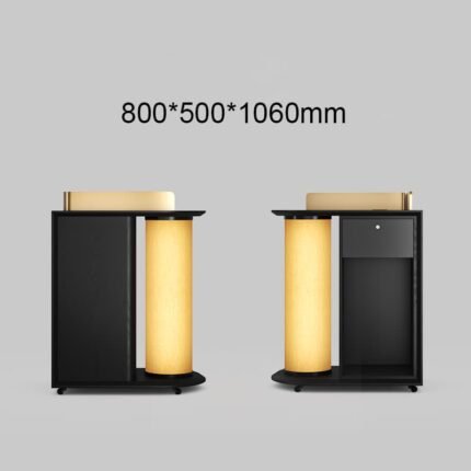 Custom Reception Desk with Lantern-Style LED Lighting