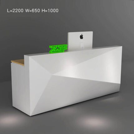 Custom white reception desk diamond shaped for offices