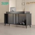 Black Metal l Shaped Reception Desk