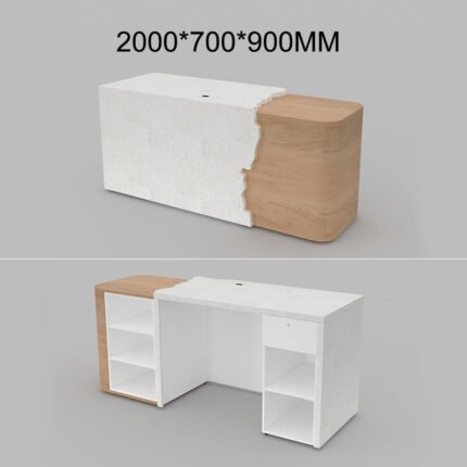 Modern Reception Table with Wood Texture for Offices